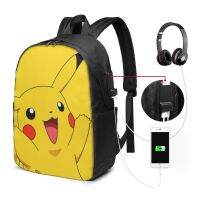 กระเป๋าเป้สะพายหลังชาร์จยูเอสบีแล็ปท็อป Tas Ransel Pikachu Pokemon ขนาด17นิ้วกระเป๋าสะพายเดินทางกระเป๋านักเรียนกระเป๋านักเรียนนักเรียนความจุขนาดใหญ่