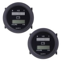 2X 12V/24V/36V/48V/72V LED Digital Battery Status Charge Indicator with Hour Meter Gauge Black