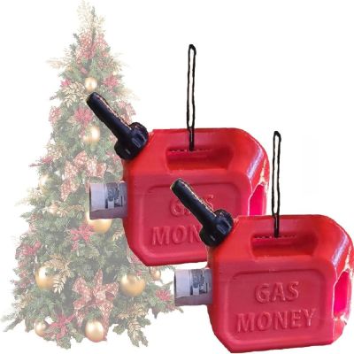IDENT พลาสติกทำจากพลาสติก จี้ถังแก๊สสำหรับเทศกาลคริสต์มาส เครื่องประดับเทศกาลตกแต่ง รูปร่างถังแก๊ส ที่ใส่เงินสีแดง น่ารักน่ารักๆ คลิปหนีบเงินสด คริสมาสต์