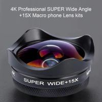 Mobile Phone Lens 2 in 1 4K HD compatible External Wide Angle Macro Cellphone Clip Camera Lens for Smartphone