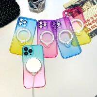 เคสแท่นวางหมุนได้360สีไล่ระดับสีสองสีสำหรับ iPhone 15 14 13 12 11 Pro Max Plus ฝาครอบที่ยึดตั้งกันกระแทกเคสมือถือป้องกันเลนส์