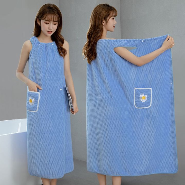 ready-bath-towel-home-women-can-wear-and-wrap-towel-non-pure-cotton-absorbent-summer-adult-bath-skirt-high-grade-tube-top-bathrobe-new