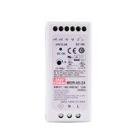 MDR-60-24แบบดั้งเดิม DC 24V 2.5A 60W เอาต์พุตแบบเดี่ยวชิ้นส่วนวงจรไฟฟ้าราง DIN สำหรับอุตสาหกรรม