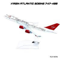 Naynaeshop โมเดลเครื่องบิน VIRGIN ATLANTIC Boeing 747-400 (16 cm) เครื่องบินจำลอง พร้อมฐานตั้งโชว์ Aircraft Model