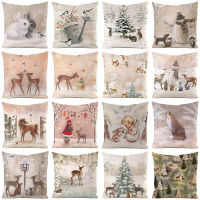 Christmas Decorative Pillow Covers for Home PLA Cool Fiber Cushion Cover 18x18in Cute Animal Throw Pillowcase Xmas Decorations