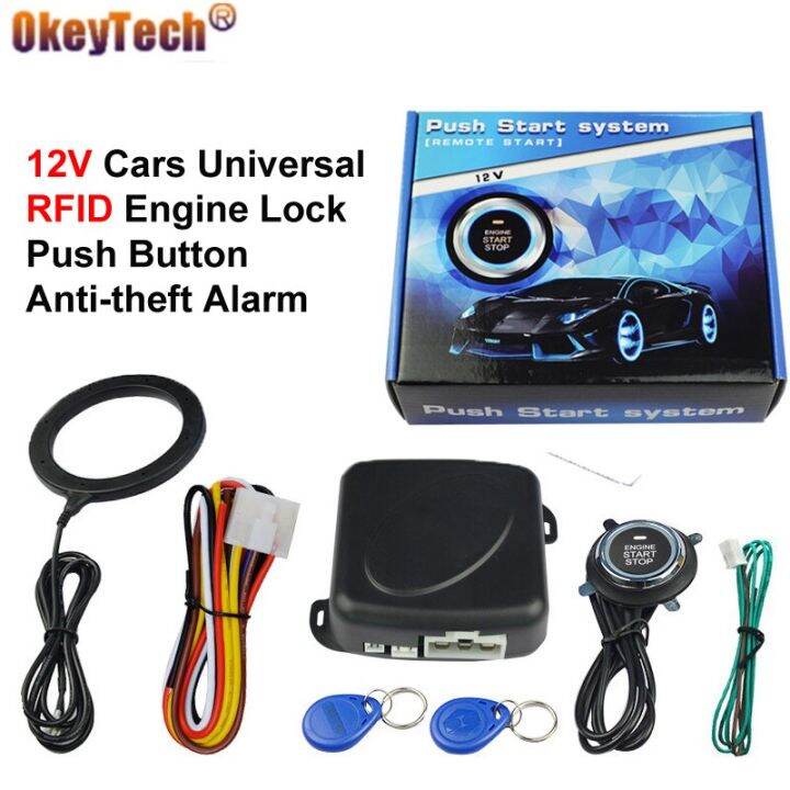 OkeyTech 12V Universal Auto Keyless Entry Car Engine Push Button Start Stop System RFID Lock