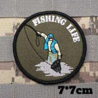 【LZ】►  Patches bordados táticos militares Braçadeira salva-vidas de pesca Emblema mochila com gancho para vestuário