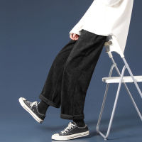 Mens Corduroy Fabric Cargo Baggy Straight Pants Thicken Casual Pants Streetwear Beigeblack Color Fashion Trousers S-2XL