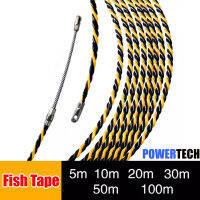 Fish Tape ฟิตเทป ดึงสายไฟในท่อ ความยาว 10 15 20 25 30 50 M สีเหลืองแถมตะกร้อ สีแดงไม่แถมตะกร้อ