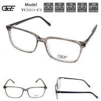 ?กรอบแว่นตา GEZE รุ่น YC2211-C3 เต็มกรอบสีเทาลาย Vintage น้ำหนักเบา ใส่สบาย (บริการตัดเลนส์สายตาราคาถูก)