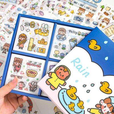 Sticker Box Set สติ๊กเกอร์ไดคัท สติกเกอร์ไดคัทลายการ์ตูนน่ารัก มาพร้อมกล่องบรรจุ เซต100 แผ่น