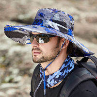 56-59cmCap CircumferenceHat Man ใหม่ Camouflage ฤดูร้อนตกปลาครีมกันแดด Shade กลางแจ้งชายคาขนาดใหญ่หมวกชาวประมง Woman