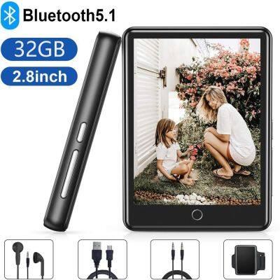 Ruizu MP4 player 32GB with Bluetooth 5.1, 2.8 inches full touch screen built-in speaker with FM radio, recorder, HiFi lossless m