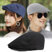 【Hot Sale】 Literary mens and womens simple solid peaked cap spring autumn British retro middle-aged elderly peoples forward hat