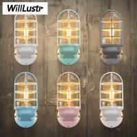 Willlustr Iron Colorful Wall Lamp industrial clear glass shade Wall sconce lighting vintage bulb light doorway foyer porch loft