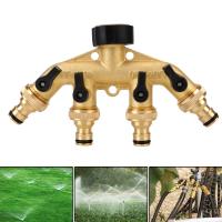 [HOT BEIJMKLHIW 547] Garden Hose Splitter ทองเหลืองรดน้ำ Connector จำหน่ายสำหรับ Outdoor Tap Faucet 3/4 Quot; ด้าย4 Way Tap Hose Connector