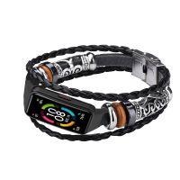 Tali Gelang Jam Kulit Retro Mode untuk Huawei Band 6 Gelang Pintar Gelang Tali Jam untuk Huawei Honor Band6 DIY Buatan Tangan