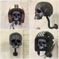 ✚❦✆ Motorcycle Skull Helmet Holder for Adults Large Wall Mount Helmet Holder Resin Ornament Skull Helmet Storage Rack for Halloween