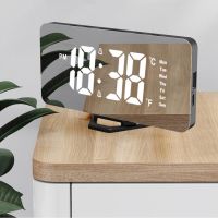 【YF】✽◐◘  Mirror Digital Alarm Dimming Night Mode Table Snooze USB Output Clocks