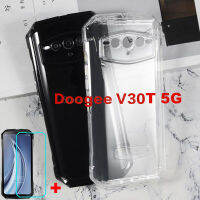 2in1 กระจกนิรภัยสำหรับ Doogee V30T 5G กรณีซิลิคอนนุ่ม TPU ฝาครอบโทรศัพท์โปร่งใสสำหรับ Funda Doogee V30 ป้องกันหน้าจอ-EDJLK STORE