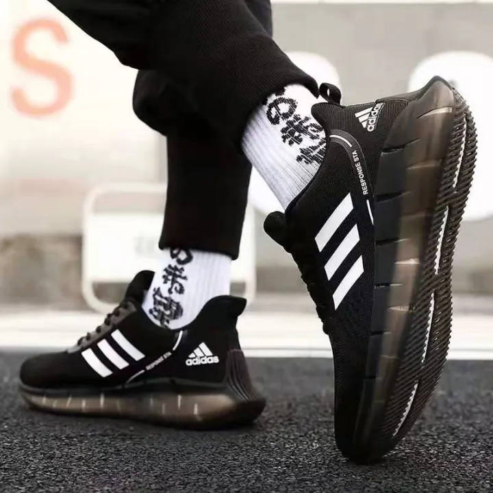 kyl.ph]Sports fashion ADIdas ZOOM blackwhite rubber shoes canvass for men T218 Lazada PH