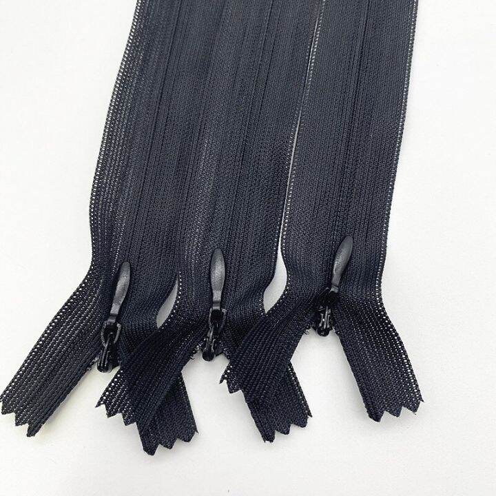 5pcs16-60cm-black-and-white-invisible-lace-zipper-mesh-sewing-process-door-hardware-locks-fabric-material