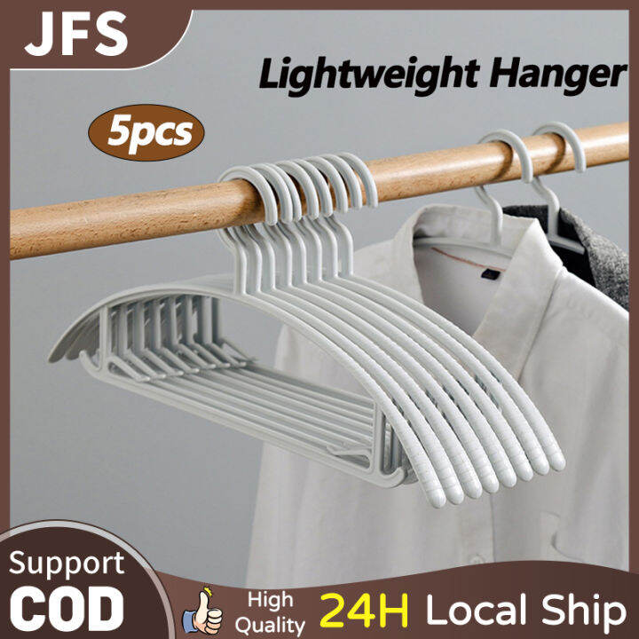 JFS 5pcs Plastic hanger No Shoulder Bumps TShirt Sweater Coat Narrow