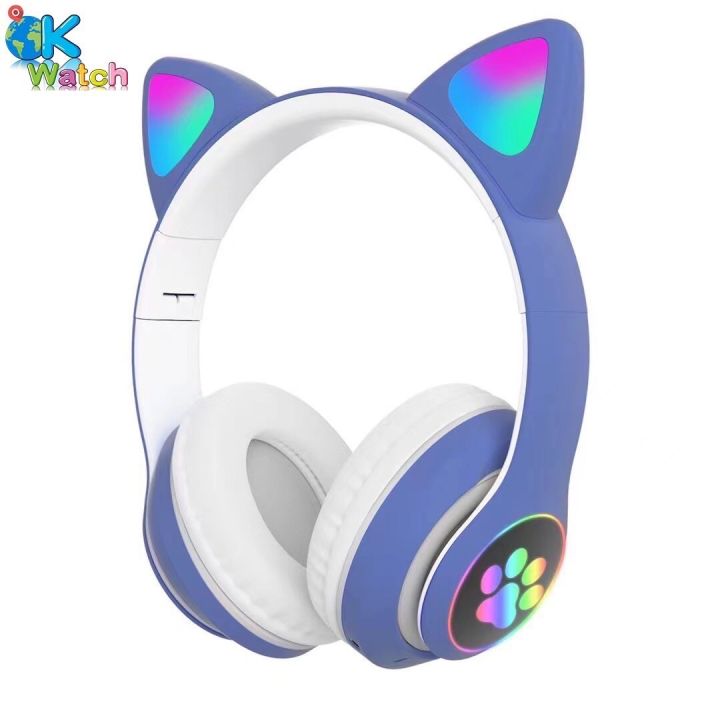 ok-watch-หูแมว-ของแท้-เสียงดัง-แบบตะโกนหูฟังแมว-หูฟังบลูทูธ-หูฟังเกมมิ่ง-รองรับการ์ด-tf-และไมโครโฟนในตัวแบบไร้สาย