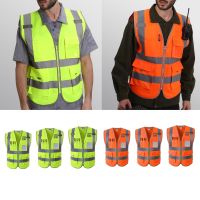 4 Pockets Class 2 High Visibility Zipper Front Safety Vest With Reflective Strips