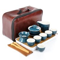 With Bag 6 Cups Chinese Kung Fu Tea Set Travel Set Ceramic Portable Teapot Porcelain Teaset Gaiwan Tea Cups Tea Tool