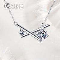 LORIELE Real Moissanite X Cross Necklace Colorless VVS Diamond Balance Cross Pendant Neckalce Sterling Silver Wedding Jewelry Fashion Chain Necklaces