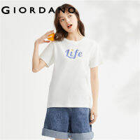 Hot ”Giordano ผู้หญิงเสื้อยืดพิมพ์ตัวอักษร100 wneck Comfort Casual TEE 13323316