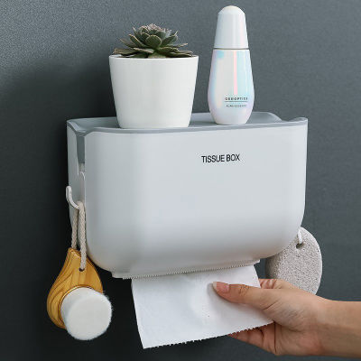 ติดผนังที่ใส่กระดาษชำระชั้นวางม้วนกระดาษหลอดเก็บกล่องกระดาษทิชชูสำหรับห้องครัวห้องน้ำ Wc อุปกรณ์หมวกอาบน้ำตะขอ