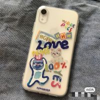 Graffiti English Cat Phone Case for Iphone 14/13promax Phone Case for iphone 12/11pro All-Inclusive XR/Xs Soft 7/8Plus