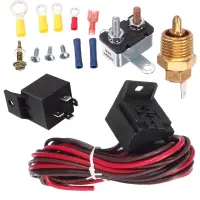 175-185 Degree Electric Cooling Fan Thermostat Kit Temp Sensor Temperature Switch 40 50 60 Amp RELAY of Radiator Fan Kit