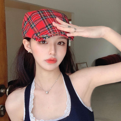 R ลายสก๊อต Beret ผู้ชายผู้หญิง Unisex กางเกงยีนส์ Beret Newsboy หมวกฤดูใบไม้ผลิฤดูใบไม้ร่วงหมวกชี้หมวก Casual Forward ปรับหมวก