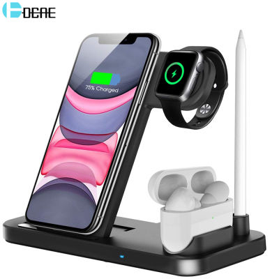 DCAE Wireless Charger QI 4 in 1 10W Fast Charging Dock Station for Apple Watch 6 5 Airpods Pro iPhone 12 11 XS XR X 8 Stand Pad