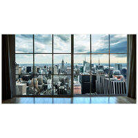 180*90cm bedside mural New York Manhattan scenery 3d fake window vinyl wall stickers home bedroom decoration city view wallpaper