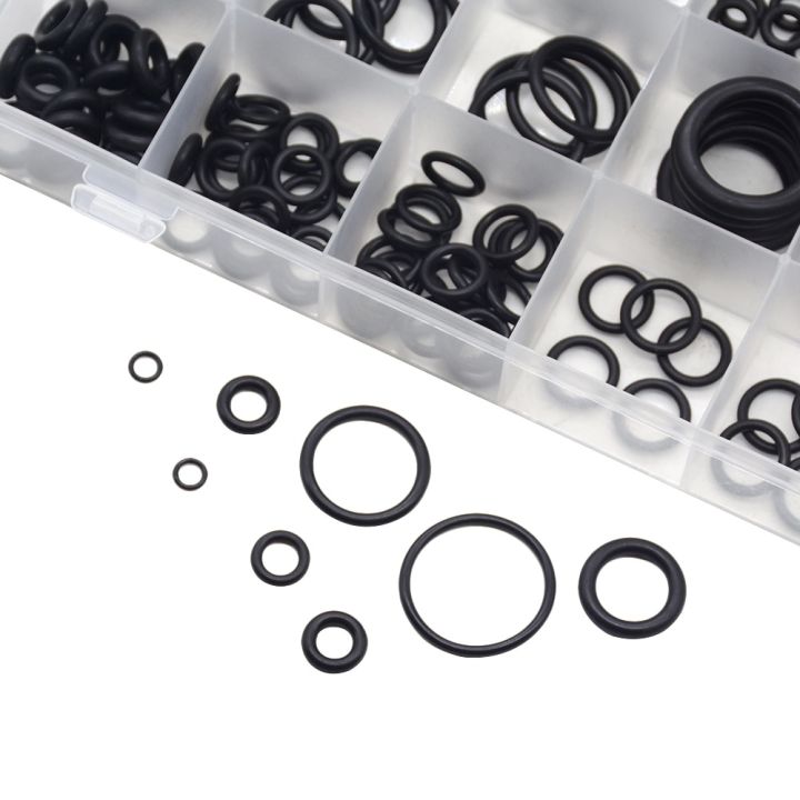 ยางโอริง-225pcs-o-ring-assortment-nitrile-rubber-washer-seals-nbr-kit-18-sizes-in-black-with-a-re-sealable-plastic-box