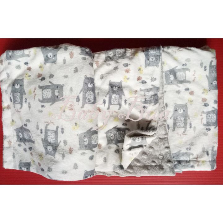 babybua-ผ้าห่มขนมิ้ง-พร้อมส่งจากไทย-ผ้าห่มมิ้งกี้ดอท-minky-fabric-ผ้าห่มเด็ก-พิมพ์ลายน่ารัก