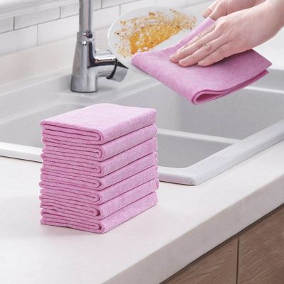Kitchen Cleaning Cloth Anti-Grease Rags Thicken Absorbent Dishcloth Coconut Non-greasy Cleaning Cloth Dishwashing Cloth