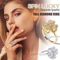 Luck Spinner Anxiety Shinny Clover Gifts Ring Women Good Four-Leaf Rotating Flower Lucky Gentle