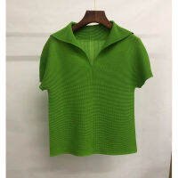 Womens Short-sleeved New Pleated Top T-shirt