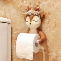 Resin Sika deer Toilet Paper Holder WC Tissue Rack Bathroom Wall-mounted Punch-free Shelf Tissue Rack Roll Paper Hanger Rack Toilet Roll Holders