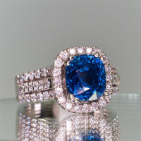 ทองแดงฝังแหวนเพทายสีฟ้ายุโรปและอเมริกาหรูหรานิ้วมือแหวนสำหรับผู้หญิง