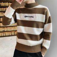 利Autumn Pullover Sweaters Korean Striped Sweater for Men Fashion Bottoming Sweater Casual Men Top