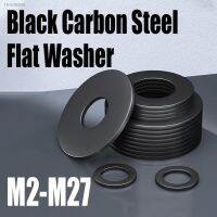 ℡◕❃ 1-40PCS M2 M2.5 M3 M4 M5 M6 M8 M12 M14 M16 M18-M27 Grade 8.8 Black Carbon Steel Flat Washer Plain Gasket Pad