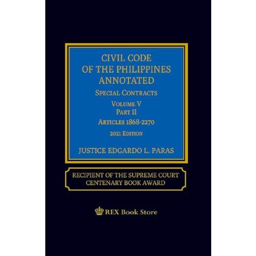 Civil Code of the Philippines Annotated Volume V Part 2 by Paras (2021