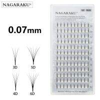 NAGARAKU ขนตาปลอมแฮนด์เมด แบบ 3-6D สีดำ 0.07 มม. สำหรับแต่งหน้า