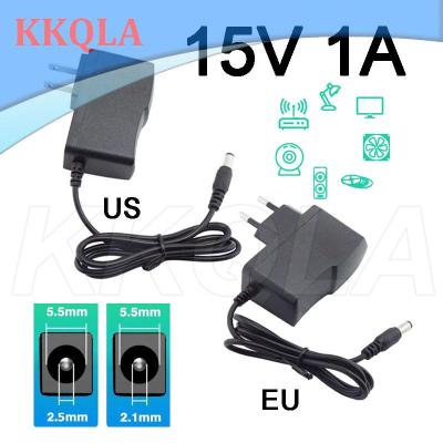 QKKQLA 5.5mmx2.5mm 15volt Switching Power Supplies AC 100V-240V DC Power Supply Adapter 15V 1A 1000ma Converter